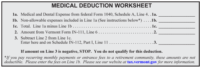 Medical Deduction Worksheet