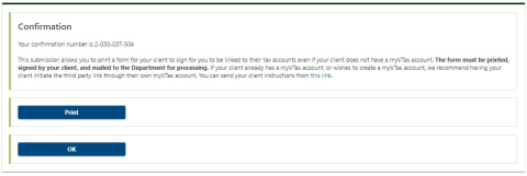 myVTax confirmation screen