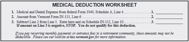 Medical Deduction Worksheet TY2020