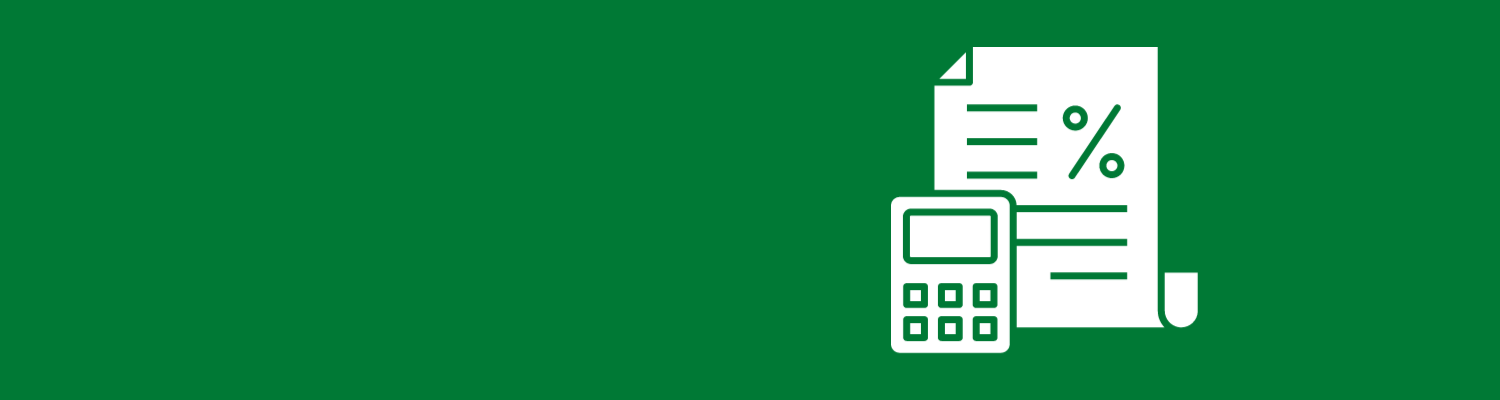 white paper and calculator icon on a solid green background