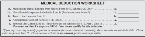 Medical Deduction Worksheet